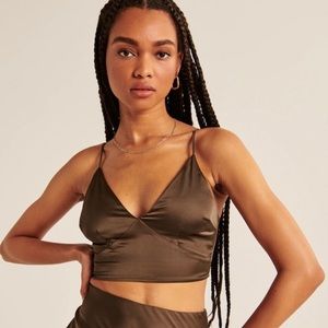 Abercrombie cropped brown satin tank